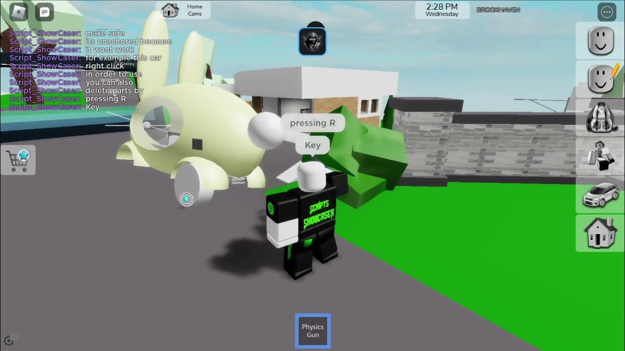 Showcasing the gravity gun script link in the description youtube