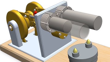 stirling engine 3D animation and exploded view