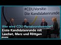 Wer wird CDU-Parteivorsitzender? Kandidatenrunde mit Laschet, Merz und Röttgen