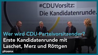 Wer wird cdu-parteivorsitzender? erste kandidatenrunde mit armin
laschet, friedrich merz und norbert röttgen am 14.12.20.