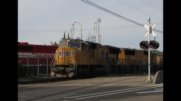 Autorack and Intermodal Switching; Evening at the Port of Tacoma, 4/19/2018