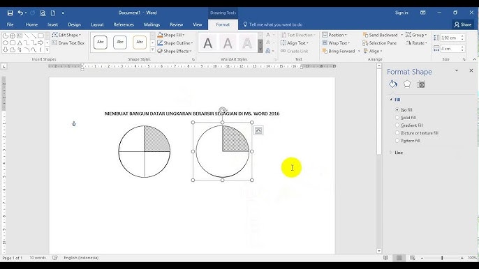 Cara Menggambar Setengah Lingkaran Di Microsoft Word 2013 Youtube