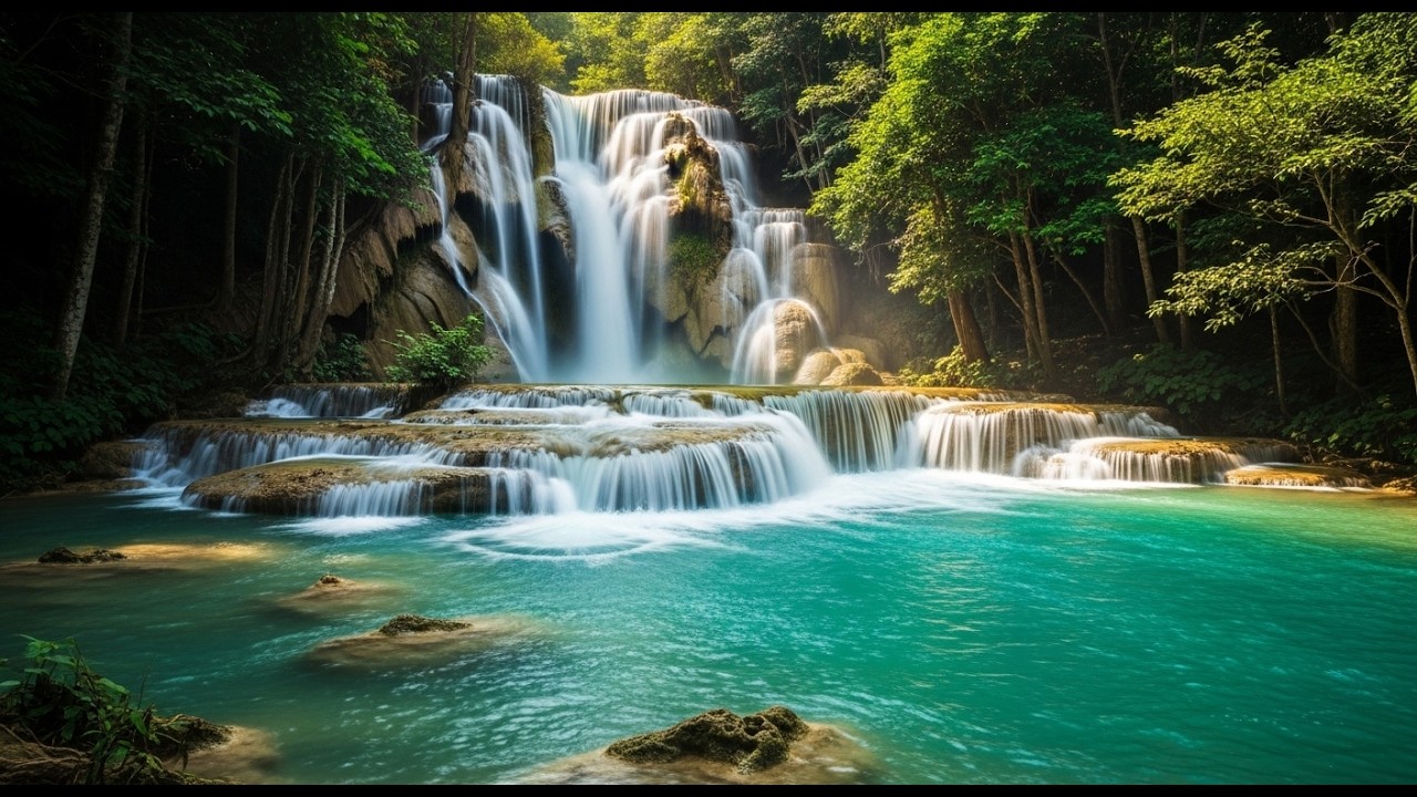 3 Hours Crystal Clear Waterfall Sounds 🌊 Deep Sleep & Relaxation