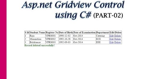 Asp.net Gridview Control using C# Part-2