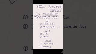 CS3391 - OBJECT ORIENTED PROGRAMMING / APRIL _ MAY - 2026 EXAM / IMPORTANT QUESTIONS #trending