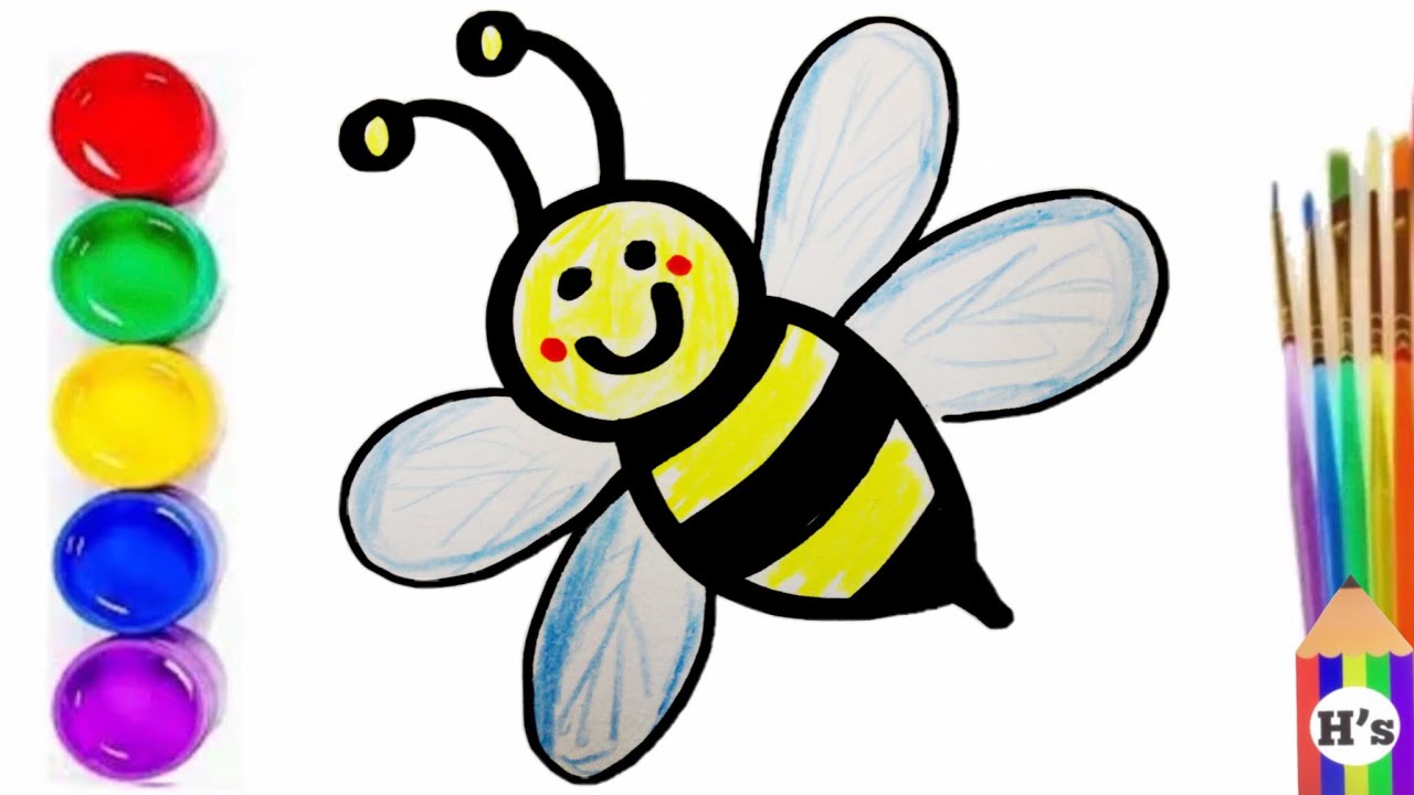 How To Draw a Cute Bee | рисуем пчелу для детей | Bolalar uchun ari ...