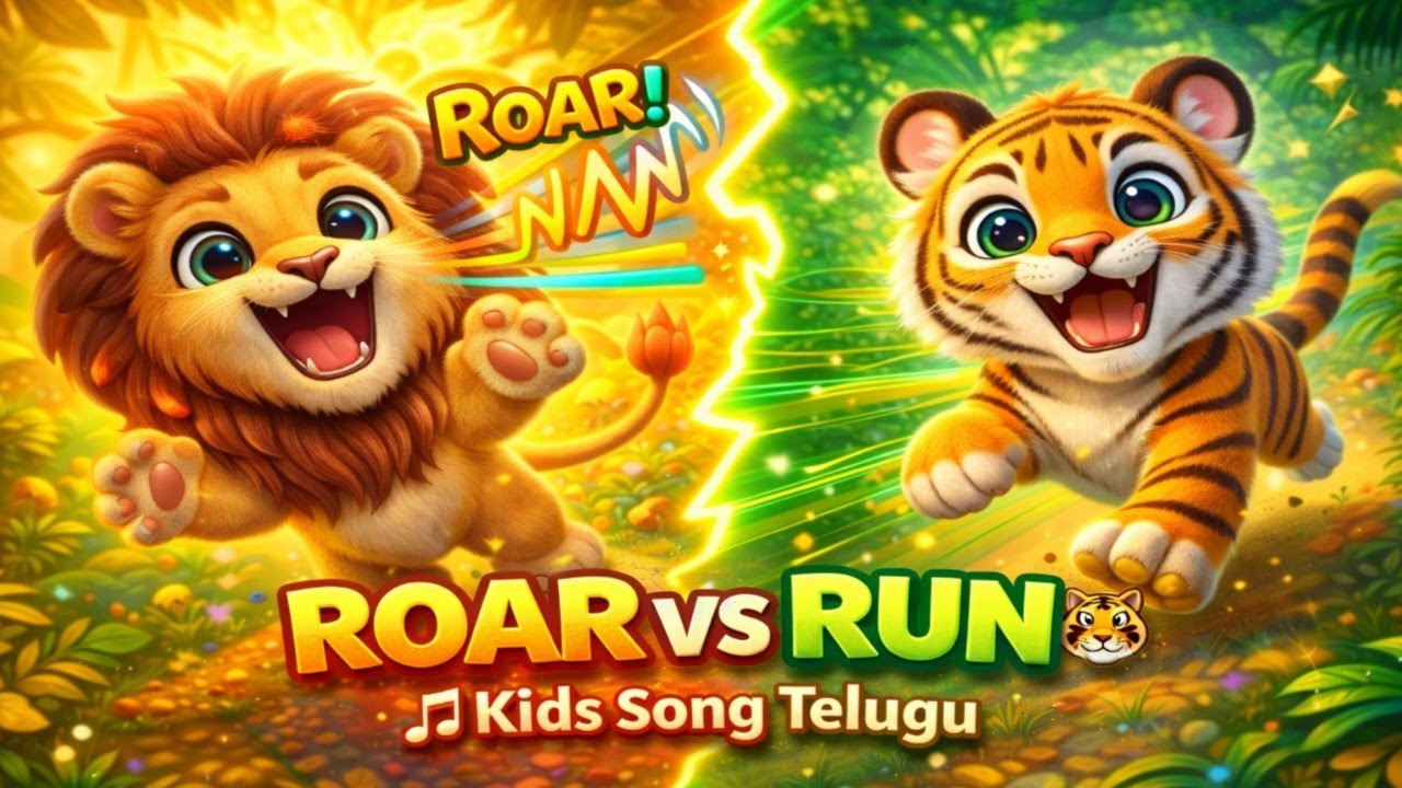 🦁🐯సింహం పులి పాట | Lion and Tiger Song Telugu | Kids Rhymes Telugu | BP Kids