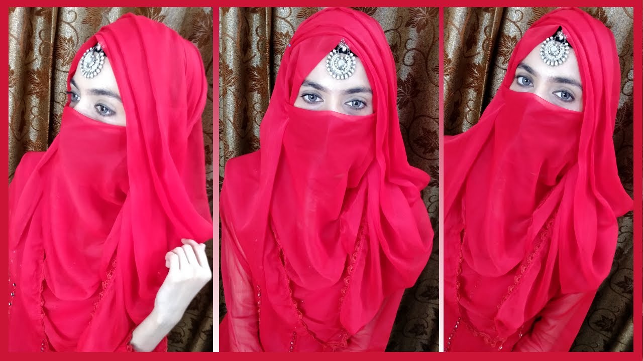 Wedding Hijab Style With Tikka || Stylish Hijab With 3 Layers