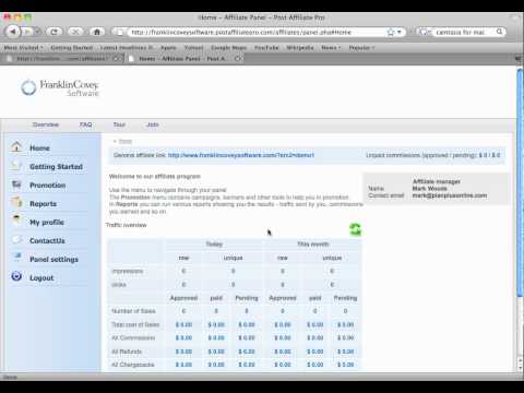 FranklinCovey Software Affiliate Tutorial 2 - login control panel