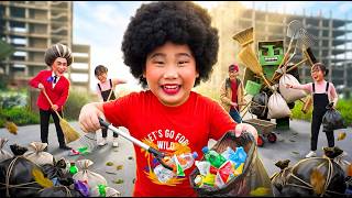 The Curly-Haired Boy's Lesson in Picking Up Trash to Protect the Environment