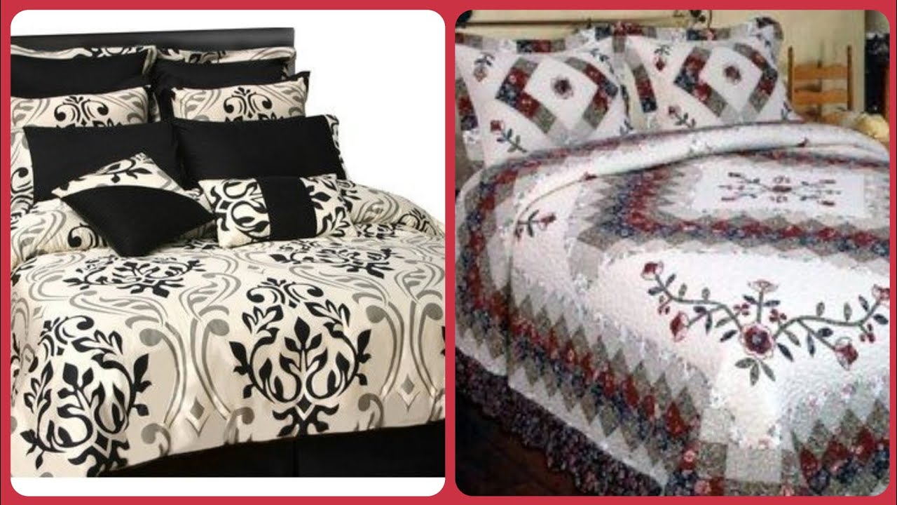 beautiful cotton double bed spread and bed covers design with pillows