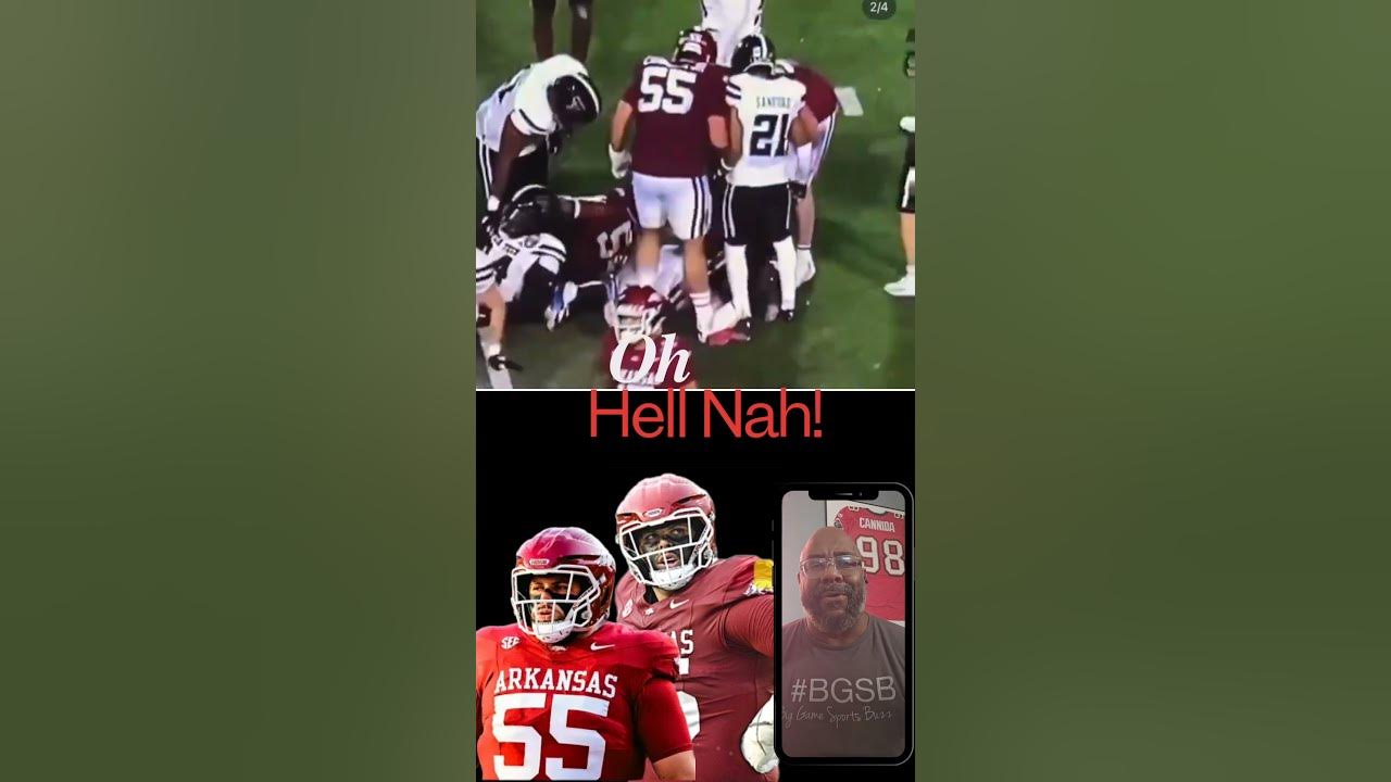 Liberty Bowl drama! Arkansas' Fernando Carmona steps on CJ Baskerville's ankle. Dirty play?