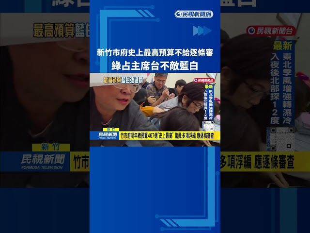 竹市府史上最高預算「無法逐條審」 民進黨議員占主席台抗議－民視台語新聞