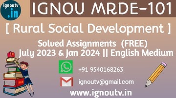 IGNOU MRDE-101 Solved Assignment July 2023 & Jan 2024 [FREE] || IGNOU MARD || IGNOU TV || IGNOU ||