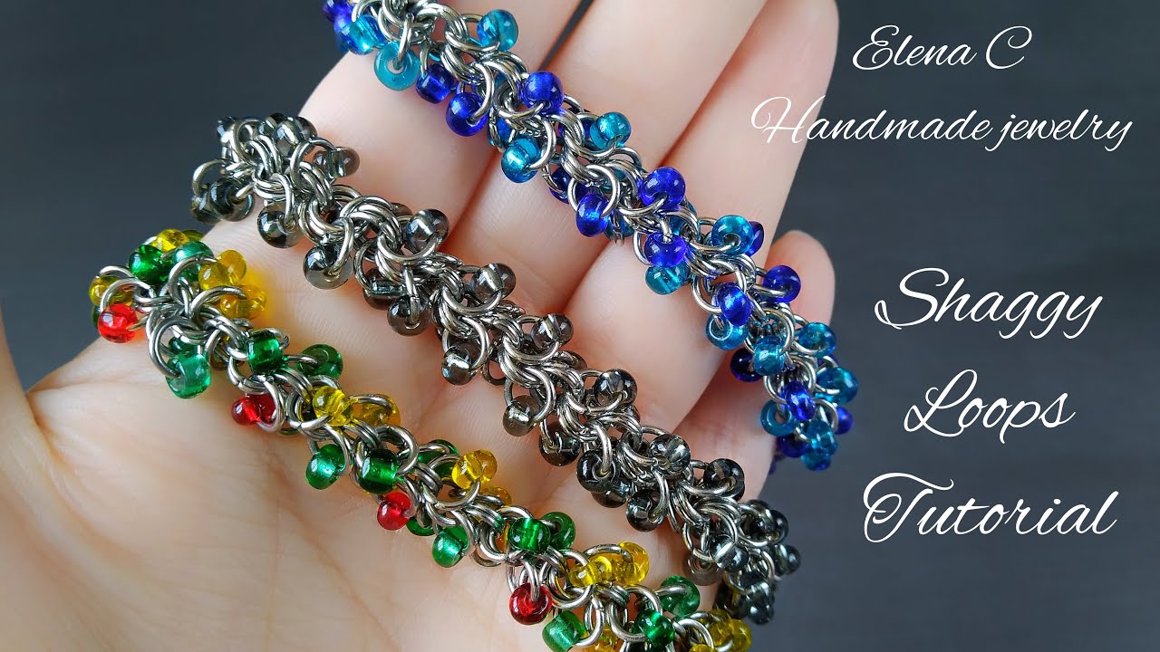 Easy Bracelet Beginner Tutorial Shaggy loops with beads Сhainmaille ...