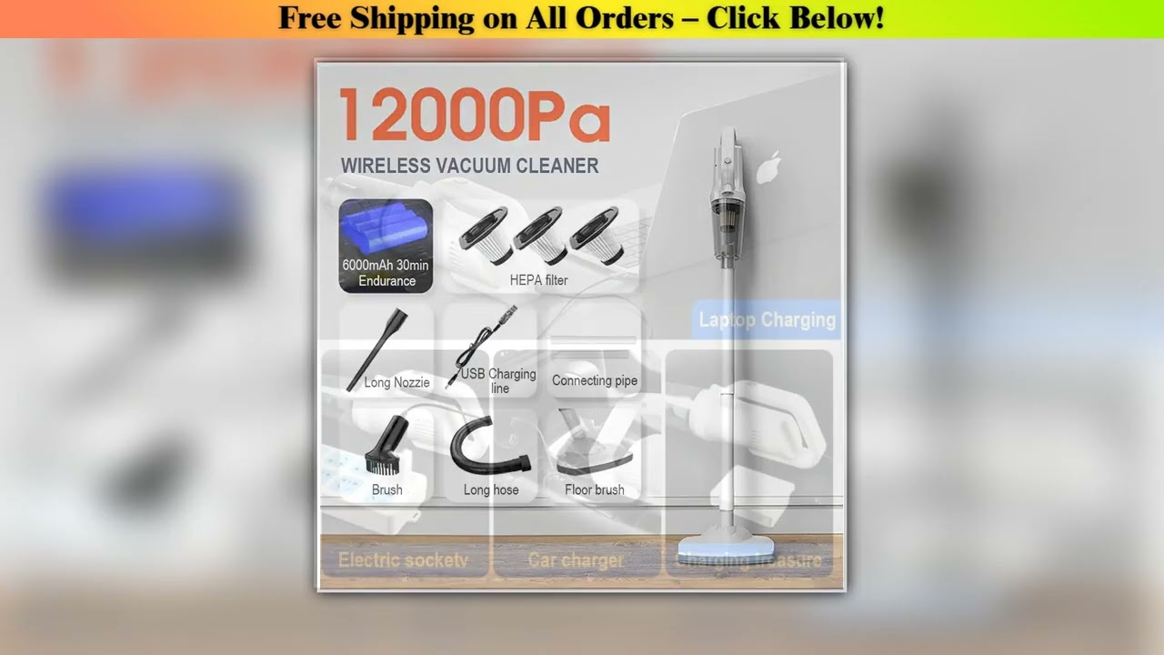 Wireless Vacuum Cleaner Handheld Cordless Dual Mini Appliance 12kPa Suction Chargable Built-in