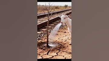 Goat saved the Cucumber tree from drying up by watering it 😭 #ai #save #tree #goat