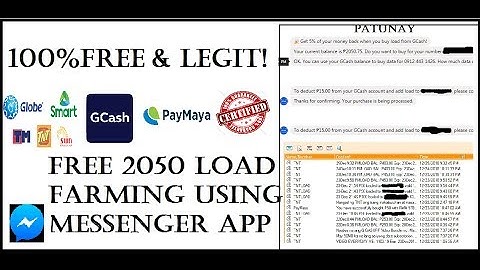 Farm 2050PHP Load Gcash/Paymaya Using Messenger App GLOBE/TM/SMART/SUN/TNT 100%
