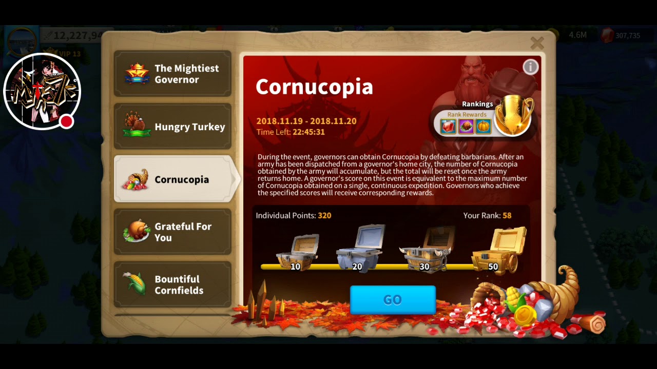 Rise of Civilizations - Cornucopia event how to Top Rank