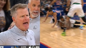 Steph Curry Gets Injured by Marcus Smart & Steve Kerr Almost Got a Tech😡 - Mar 16, 2022