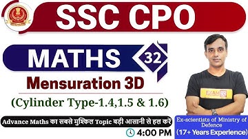 Class 32 || SSC CPO || MATHS || | By Vikash Sir ( 17+ Year Exp ) ||  MENSURATION 3D