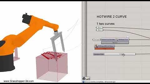 KUKA robot arm hot wire simulation using two curves to control tool path inside grasshopper rhino