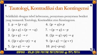 Logika Matematika, Kalimat Majemuk Tautologi, Kontradiksi dan Kontingensi