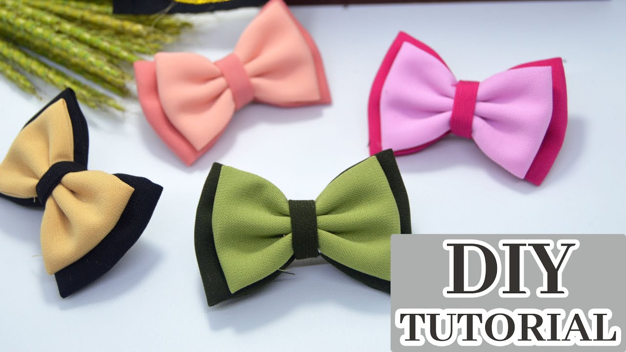 DIY Cara Membuat Bros Pita Tumpuk dari Kain Perca || twin bow tutorial
