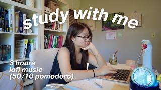 3 HOUR STUDY WITH ME ⋆｡𖦹°⭒˚｡⋆ 50/10 pomodoro, lofi background music, mcat studying, live timer