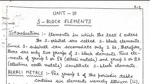 S block Elements Handwritten Notes For Class 11th Chemistry || CBSE/NCERT