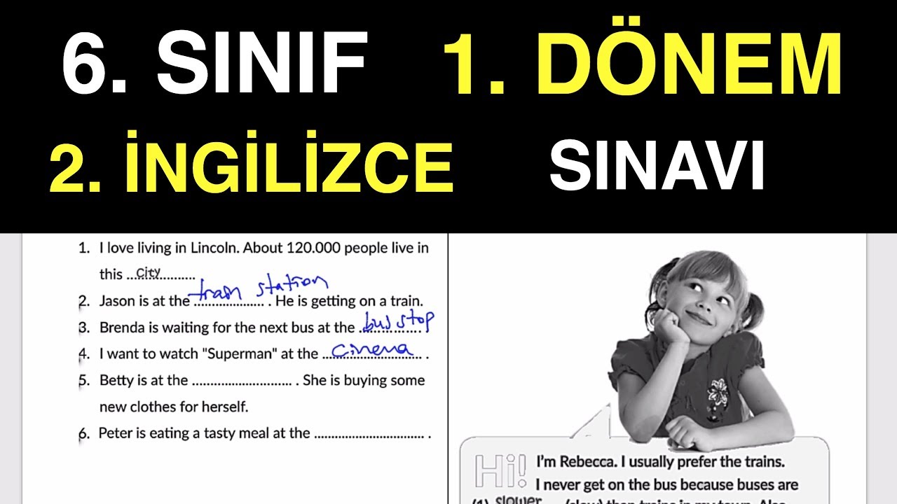 6 Sinif 1 Donem 2 Ingilizce Yazilisi Egitimhane Youtube