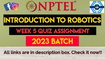 Introduction To Robotics Week 5 Quiz Assignment Solution | NPTEL 2023 |