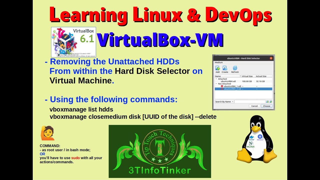 How to Remove  Unattached HDDs |  VirtualBox Hard Disk Selecter | Learn With Me, Linux | Urdu/Hindi