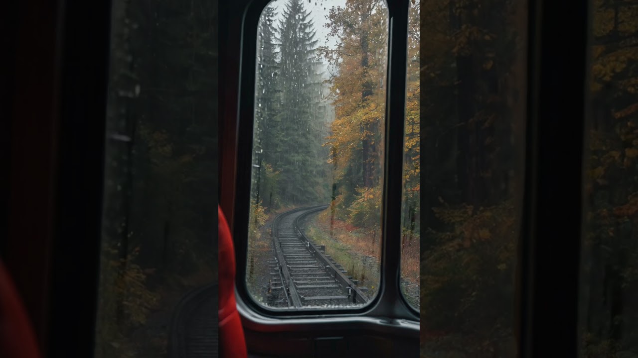 Misty Train Stop | Sounds of Rain in Autumn