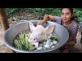 Amazing cooking pork head roasted with Prahok sauce - Amazing video