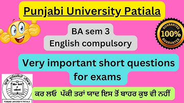 #PUP#BA sem 3#English Compulsory Most Important questions for exams#Important questions for exams