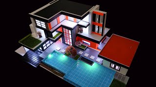 How He Built a Miniature House Model from Cement and Fomex - Modern Villa Model with Swimming Pool