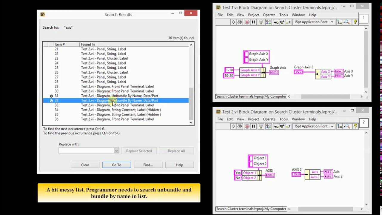 LabVIEW Scripting: Text Search for Bundle and Unbundle by Name - YouTube