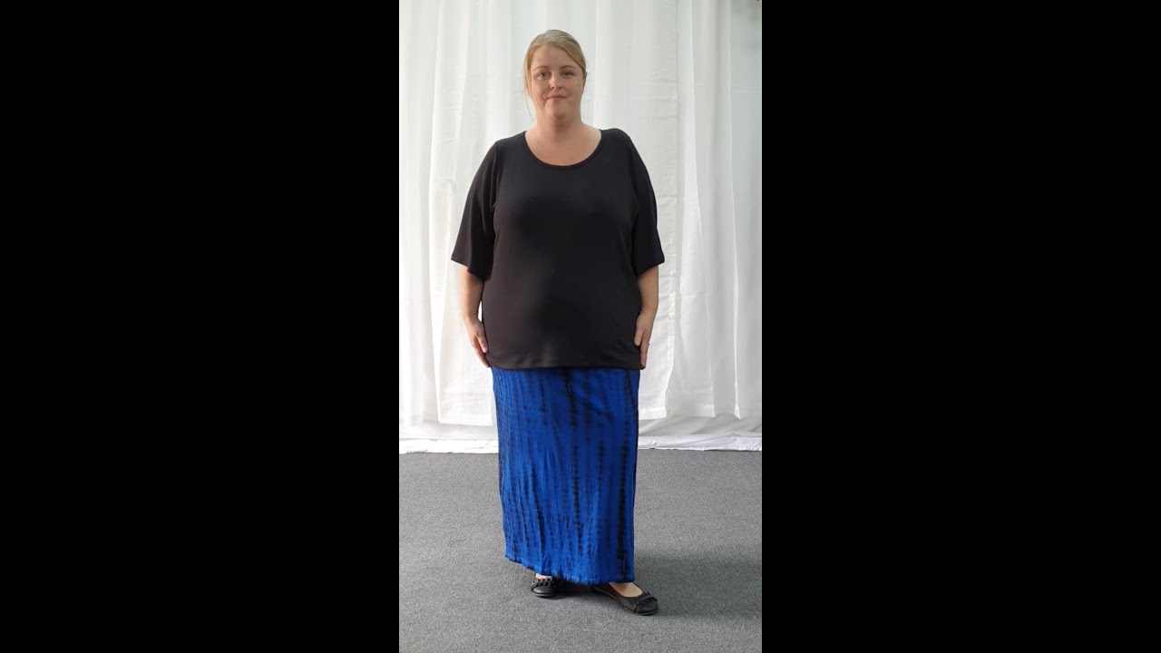 Plus Size Blue Black Tie Dye Stretch Jersey Skirt