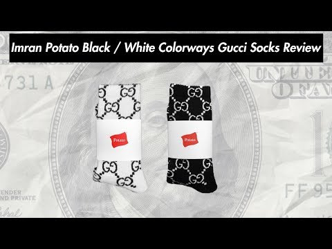Imran Potato - White 'Gucci' Logo Knit Socks – eluXive