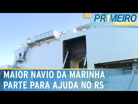 Video maior-navio-de-guerra-da-america-latina-parte-do-rj-para-o-rs-primeiro-impacto-08-05-24