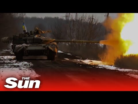 Captured Russian tank destroys Russian equipment and armoured vehicles.