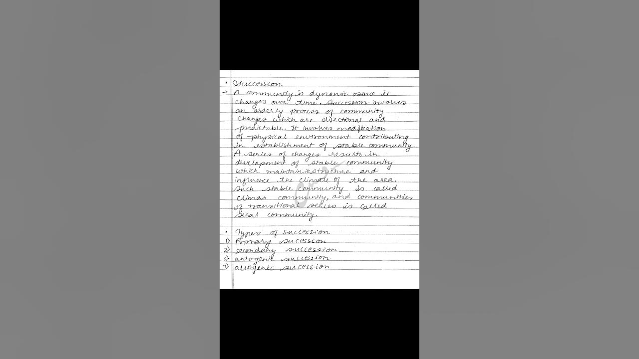 Ecological Succession Class notes | Zoology | BSc sem 1 - YouTube