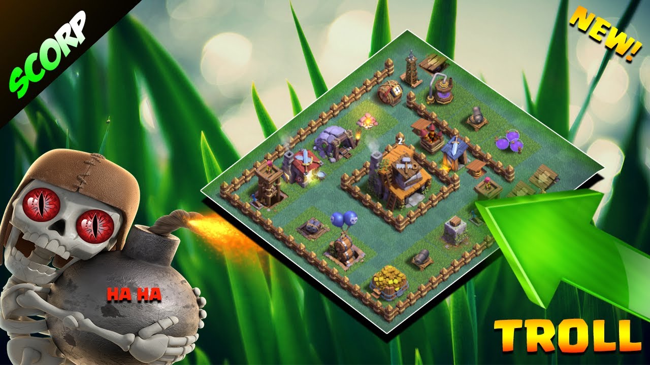 Clash Of Clans 💥BUILDER HALL 4 BASE 💥BH4 EPIC TROLL BASE