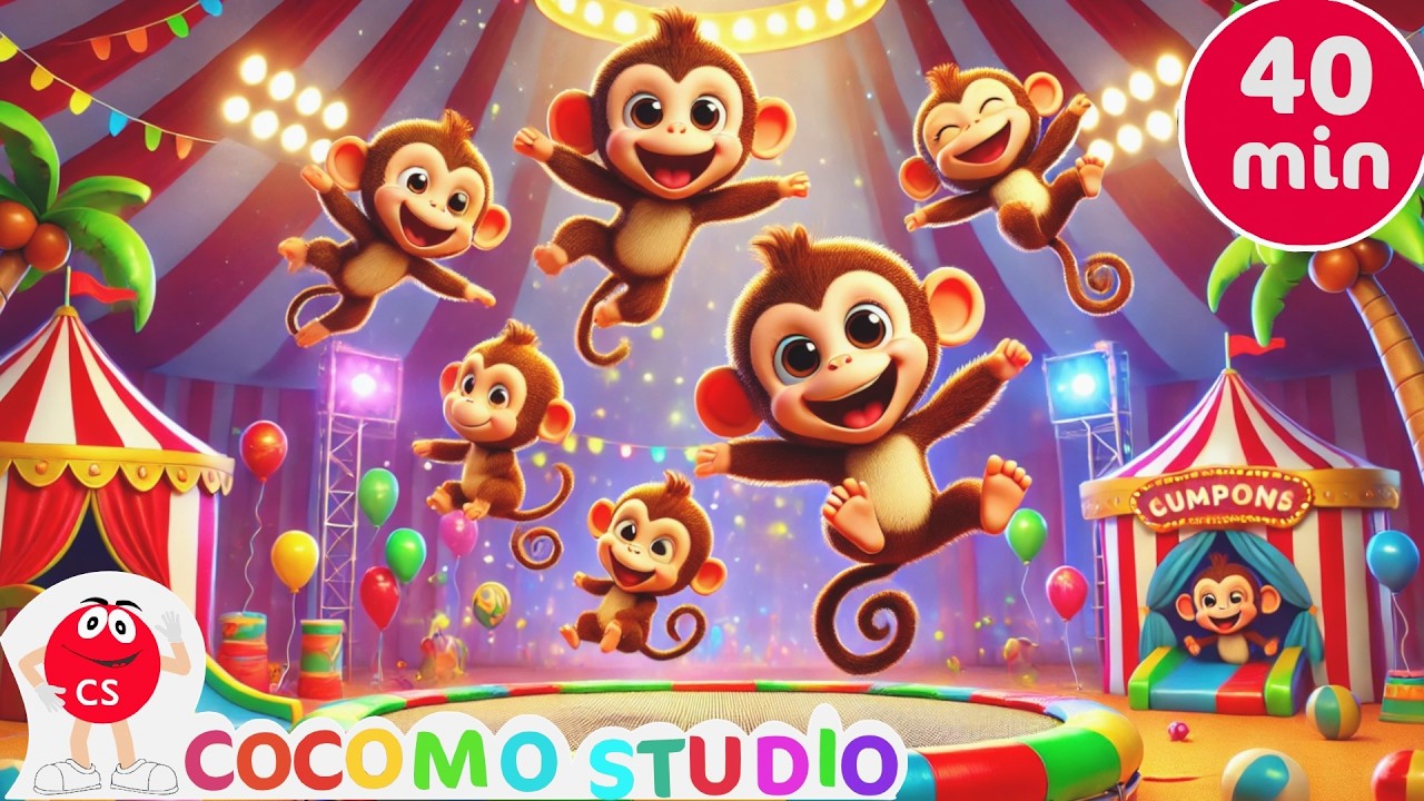 Пять маленьких обезьянок прыгают на кровати | Изучаем числа от 1 до 5 для дошкольников