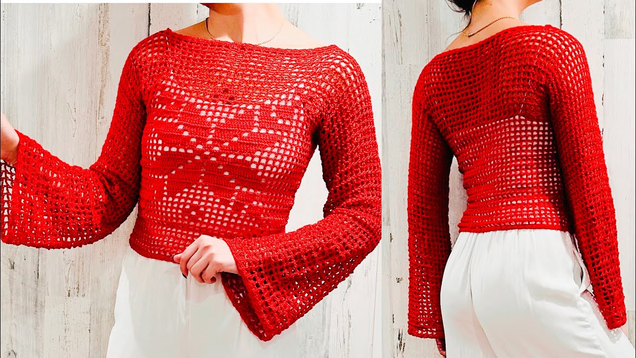 ❤️BLUSA A CROCHET - TECNICA FILET - || TUTORIAL || TODAS LAS TALLAS