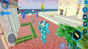 US police Robot car transmute shooting game | shoots Transformers - robots