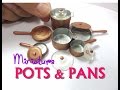 Paper, Resin, Polymer Clay Copper Pots and Pans Dollhouse Miniature Tutorial How to Make