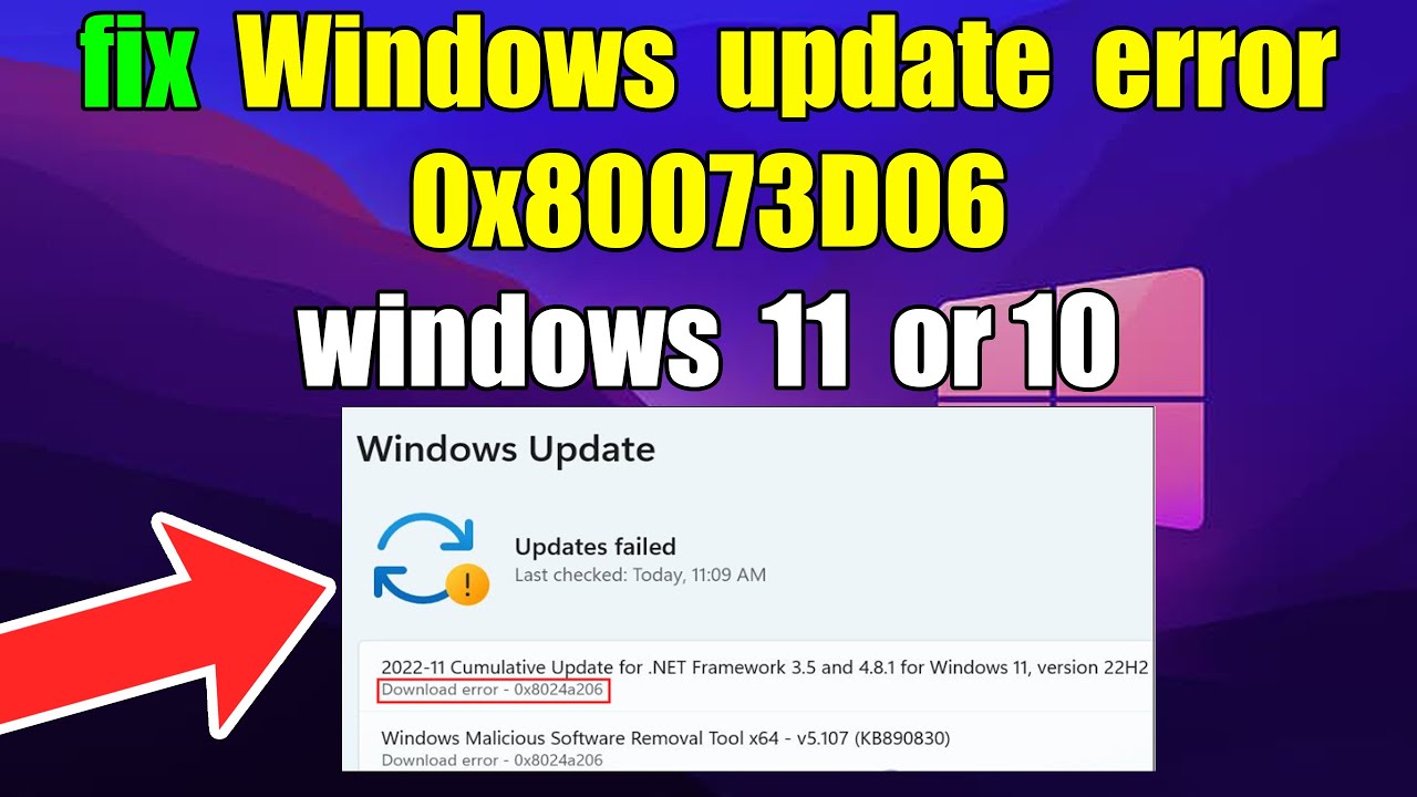 How to fix Windows update error 0x80073D06 windows 11 or 10