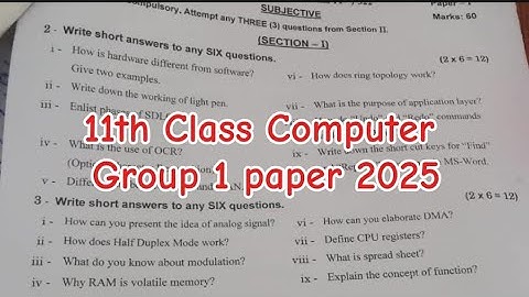 1st year Computer group 1 paper 11th Class computer Paper group 1 11th Computer morning paper